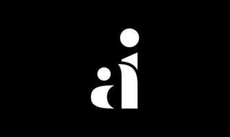 initial letter AI logo design in black background. pro vector. vector