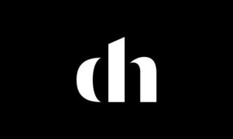 diseño del logotipo de la letra inicial dh en fondo negro. vector profesional.