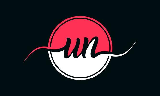 initial UN letter logo with inside circle in white and pink color. pro vector.