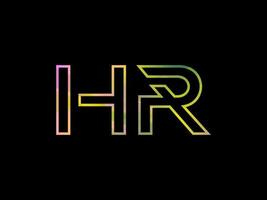 logotipo de la letra hr con vector de textura de arco iris colorido. vector profesional