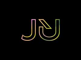 JU Letter Logo With Colorful Rainbow Texture Vector. Pro vector