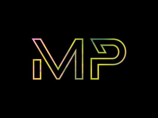 MP Letter Logo With Colorful Rainbow Texture Vector. Pro vector.
