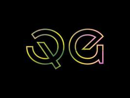 logotipo de letra qg con vector de textura de arco iris colorido. vector profesional.
