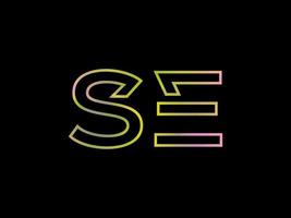 SE Letter Logo With Colorful Rainbow Texture Vector. Pro vector. vector