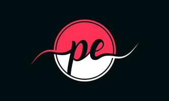 initial PE letter logo with inside circle in white and pink color. Pro vector. vector