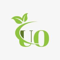 UO letter logo with swoosh leaves icon vector. pro vector. vector