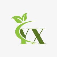 logotipo de letra yx con vector de icono de hojas swoosh. vector profesional.