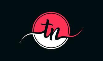 initial TN letter logo with inside circle in white and pink color. Pro vector. vector