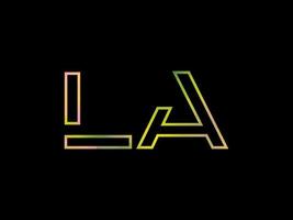 LA Letter Logo With Colorful Rainbow Texture Vector. Pro vector. vector