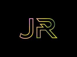 JR Letter Logo With Colorful Rainbow Texture Vector. Pro vector