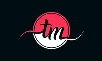 initial TM letter logo with inside circle in white and pink color. Pro vector. vector