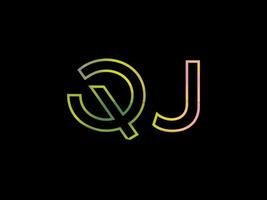 QJ Letter Logo With Colorful Rainbow Texture Vector. Pro vector. vector