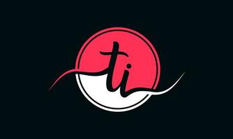 initial TI letter logo with inside circle in white and pink color. Pro vector. vector