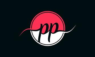 initial PP letter logo with inside circle in white and pink color. Pro vector. vector