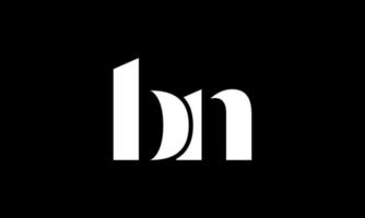 diseño del logotipo de la letra inicial bn en fondo negro. vector profesional.