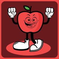 ilustración vectorial de un personaje de dibujos animados de manzana con piernas y brazos vector