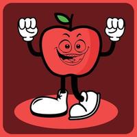 vector illustration of a cartoon apple character with legs and arms