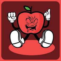 vector illustration of a cartoon apple character with legs and arms