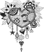 vector illustration of a love ornament in black and white colors