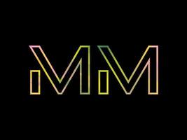 logotipo de letra mm con vector de textura de arco iris colorido. vector profesional.