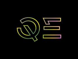 logotipo de letra qe con vector de textura de arco iris colorido. vector profesional.