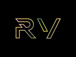 logotipo de letra rv con vector de textura de arco iris colorido. vector profesional.