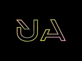 logotipo de letra ua con vector de textura de arco iris colorido. vector profesional.