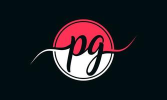 logotipo inicial de la letra pg con un círculo interior en color blanco y rosa. vector profesional.