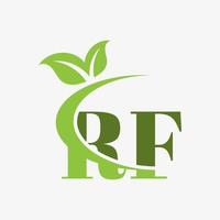logotipo de letra rf con vector de icono de hojas swoosh.