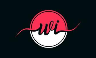 initial WI letter logo with inside circle in white and pink color. pro vector. vector