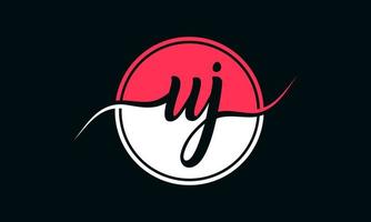 initial UJ letter logo with inside circle in white and pink color. pro vector. vector