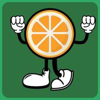 vector illustration of a cartoon fruit character with legs and arms