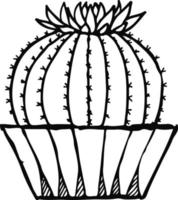 cactus plant ornament vector illustration in black and white colors