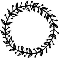 ilustración vectorial de marco floral circular ornamento en colores blanco y negro vector