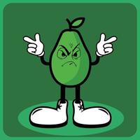 vector illustration of a cartoon avocado character with legs and arms
