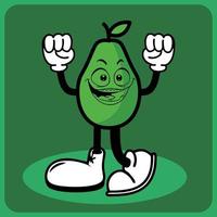 vector illustration of a cartoon avocado character with legs and arms