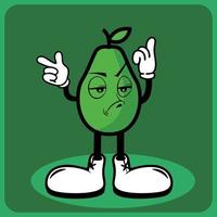 ilustración vectorial de un personaje de dibujos animados de aguacate con piernas y brazos vector