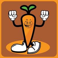 vector illustration of a cartoon carrot character with legs and arms