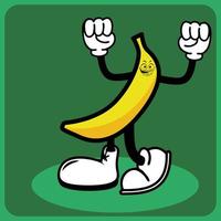 ilustración vectorial de un personaje de dibujos animados de plátano con piernas y brazos vector