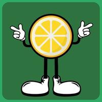 vector illustration of a cartoon fruit character with legs and arms