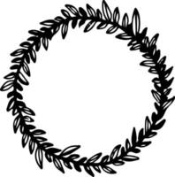 ilustración vectorial de marco floral circular ornamento en colores blanco y negro vector