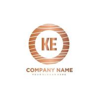 KE Initial Letter circle wood logo template vector