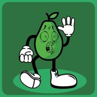 vector illustration of a cartoon avocado character with legs and arms