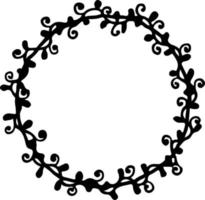 Ilustración de vector de ornamento floral circular en colores blanco y negro