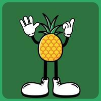 vector illustration of a cartoon fruit character with legs and arms