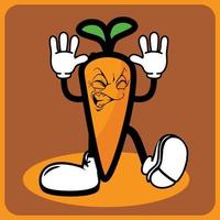 vector illustration of a cartoon carrot character with legs and arms