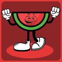 vector illustration of a cartoon watermelon character with legs and arms