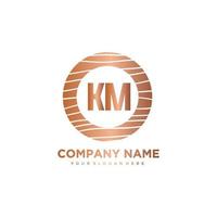 KM Initial Letter circle wood logo template vector