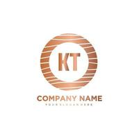 KT Initial Letter circle wood logo template vector