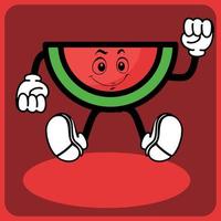 vector illustration of a cartoon watermelon character with legs and arms